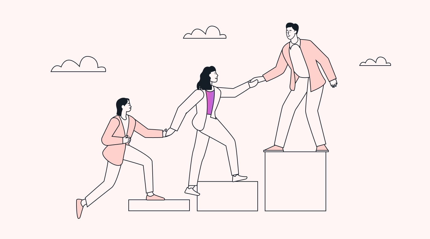 Employees helping each other