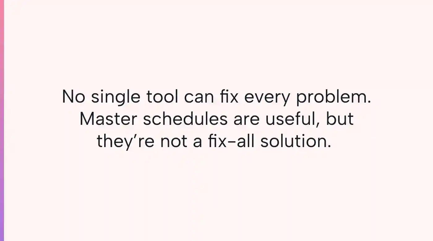 Text about master schedule limitations