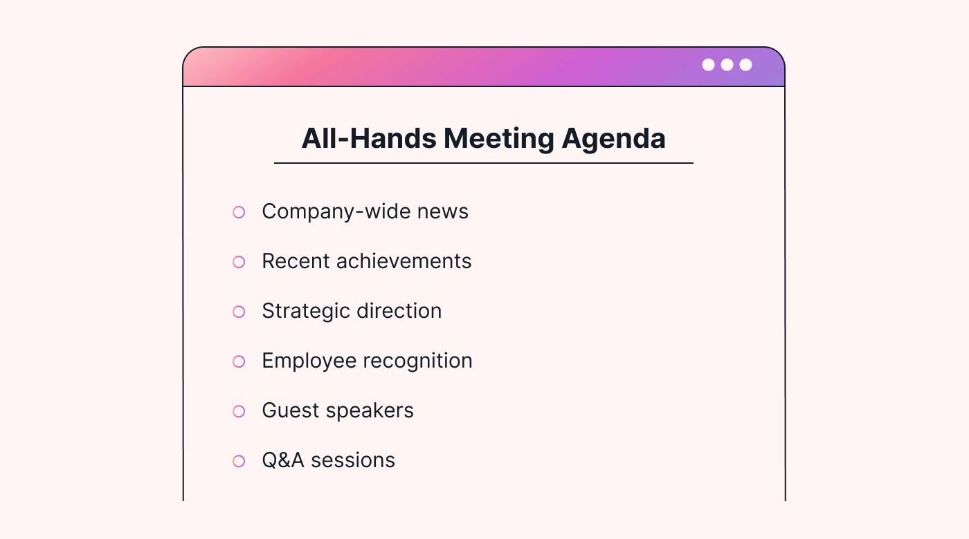 Agenda for all-hands meeting