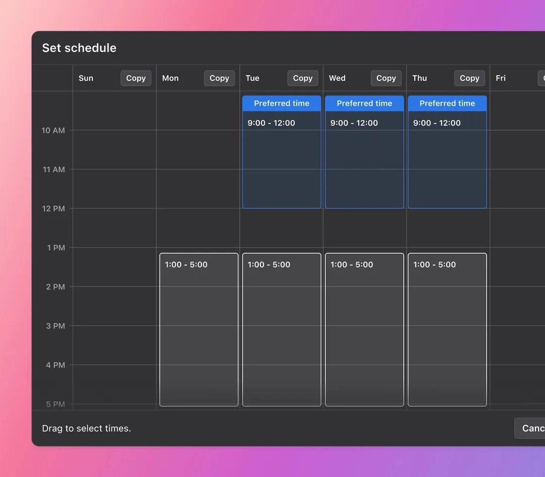 Share available meeting schedule