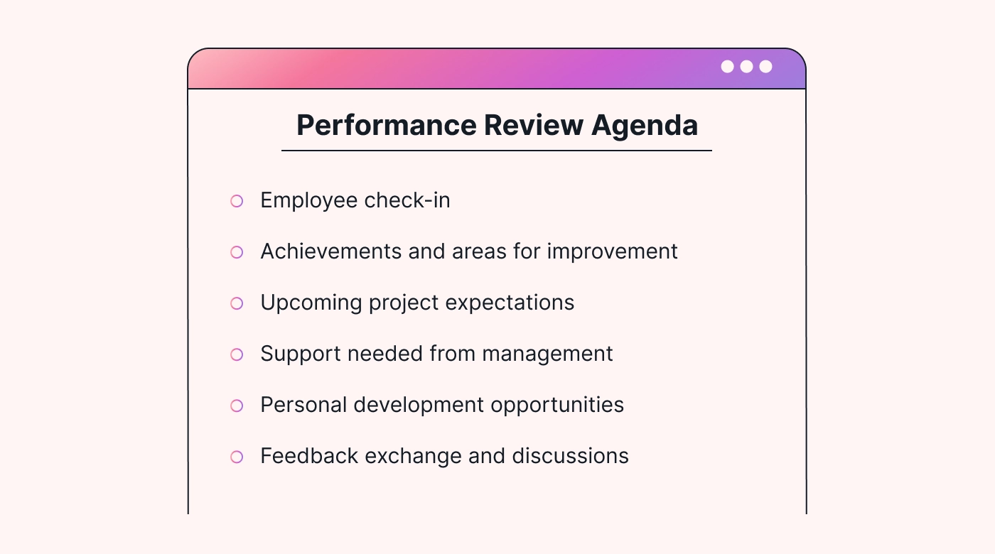 Agenda for performance review meeting