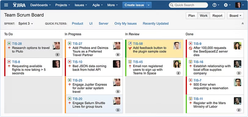 Jora Agile task management dashboard