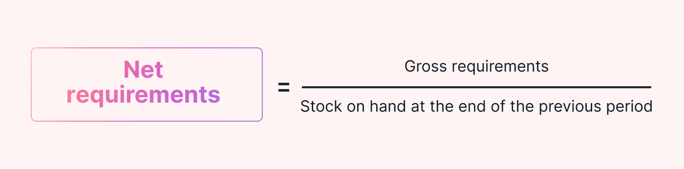 The formula for calculating net requirements