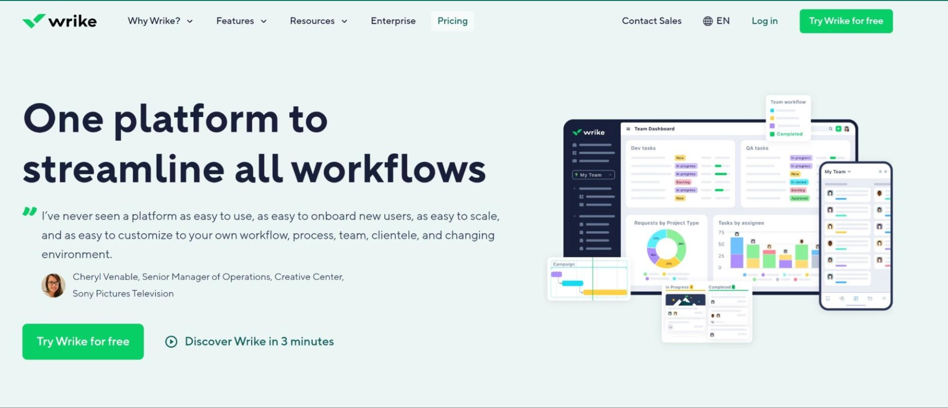 Wrike homepage