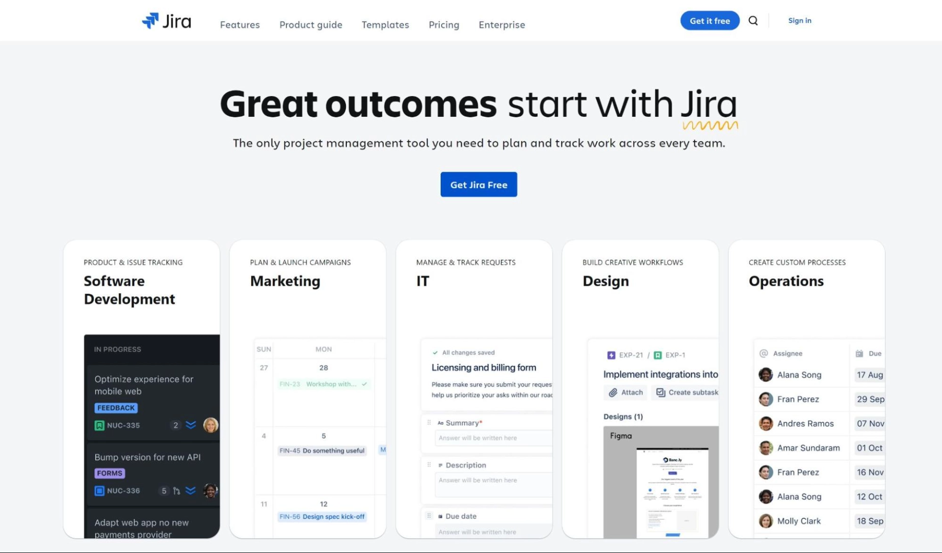 Jira homepage