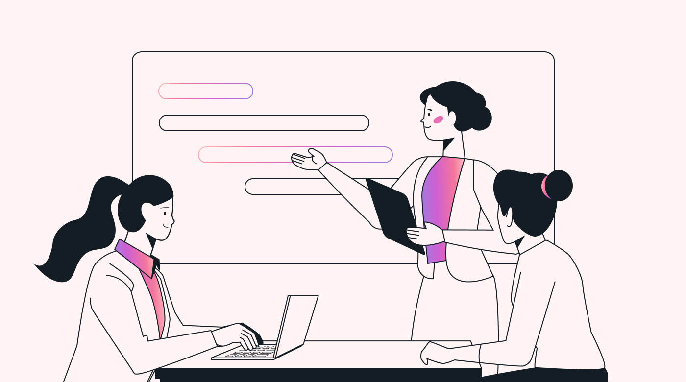 Manager conducting small team meeting