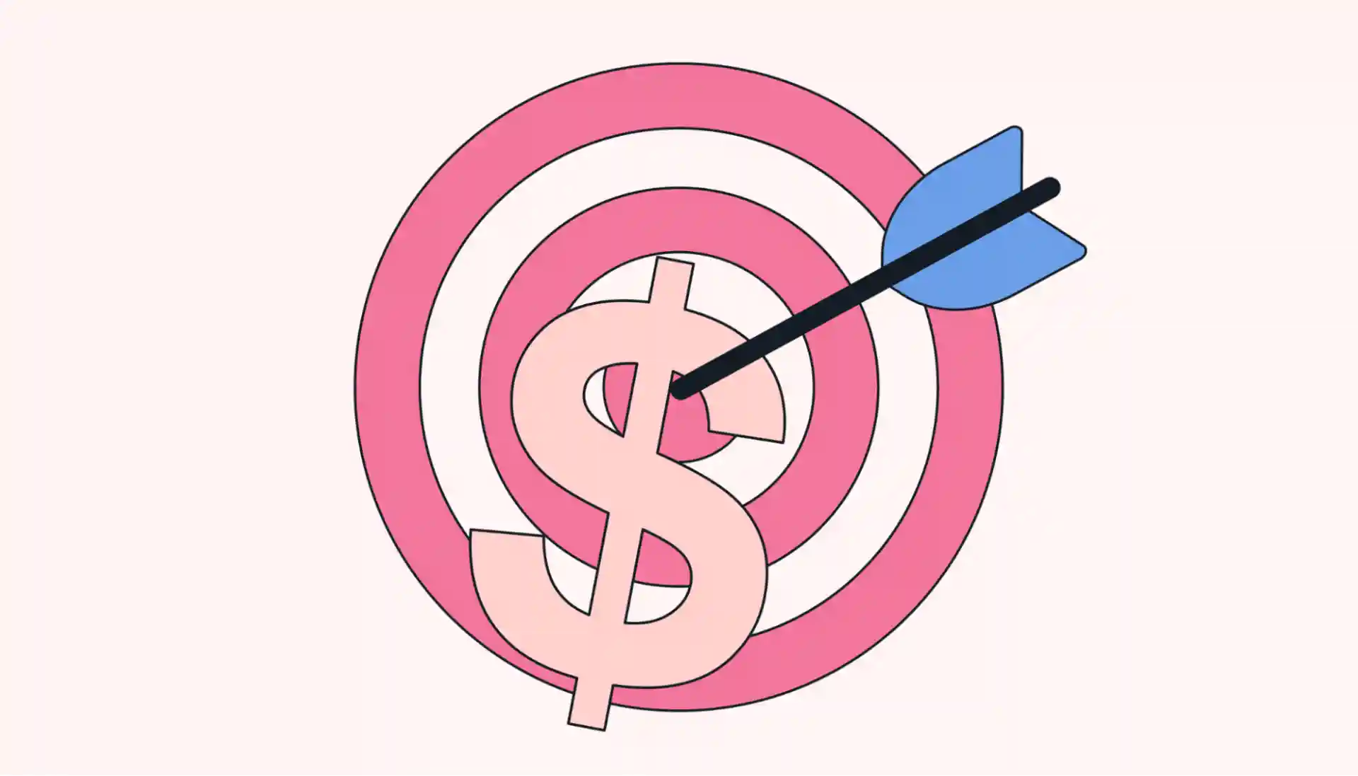 A dart pinning a dollar sign on a dartboard.