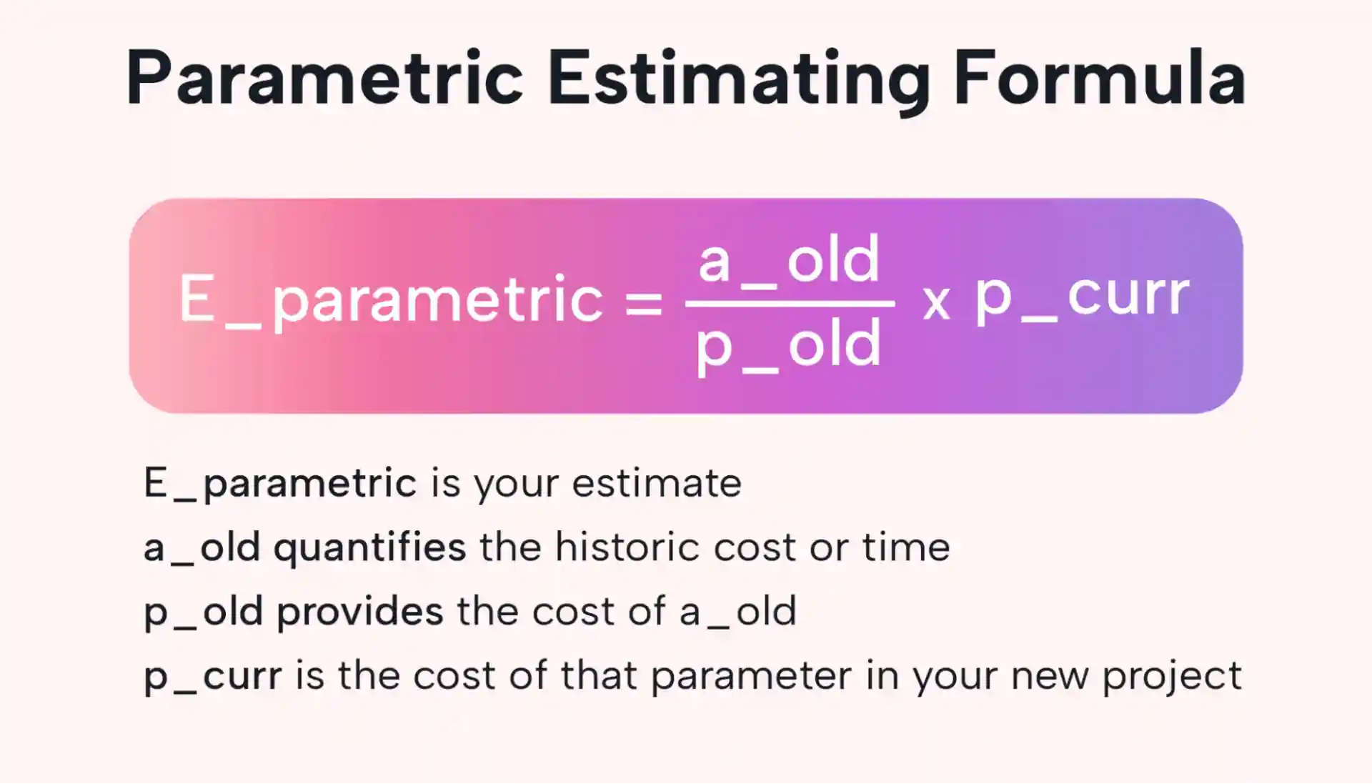 The parametric estimating formula