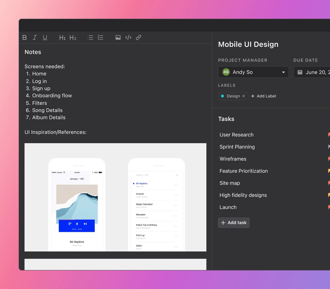 Centralize project details and documents