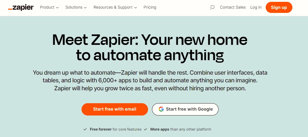 Screenshot of Zapier