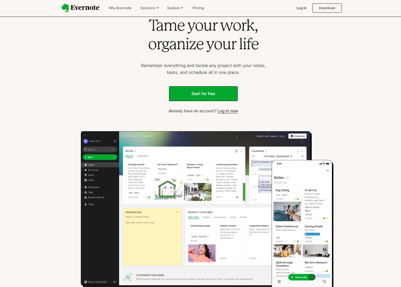Screenshot of Evernote