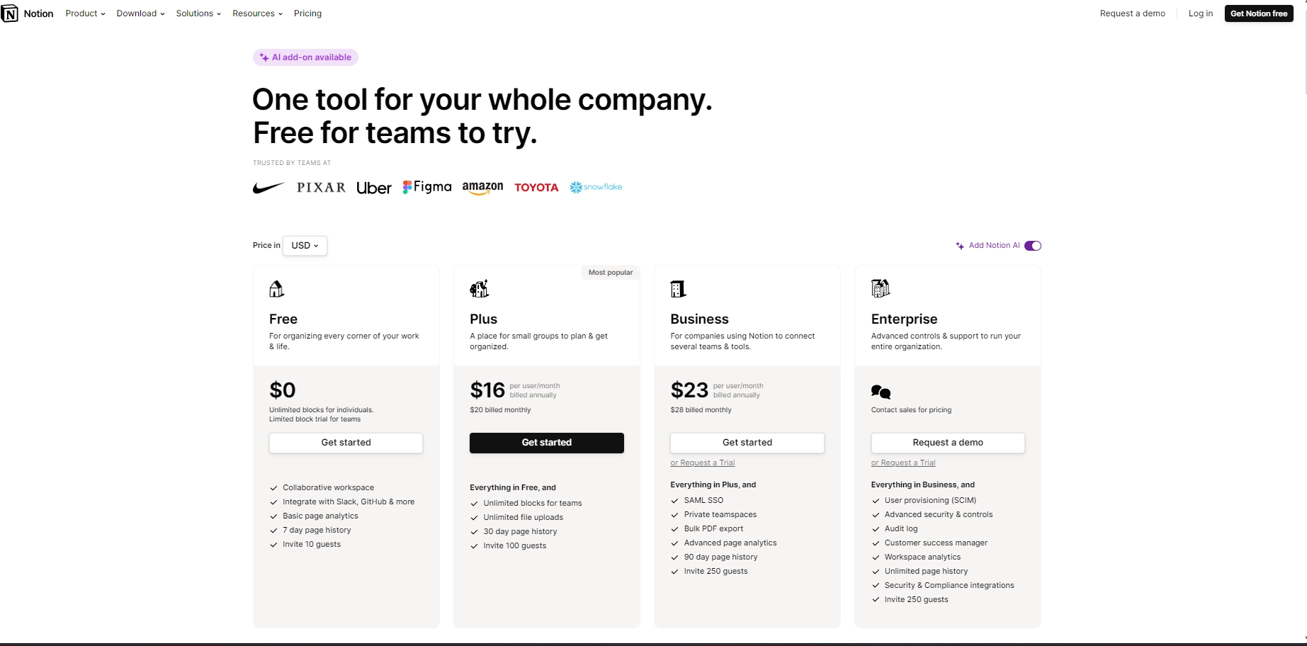 Screenshot of Notion