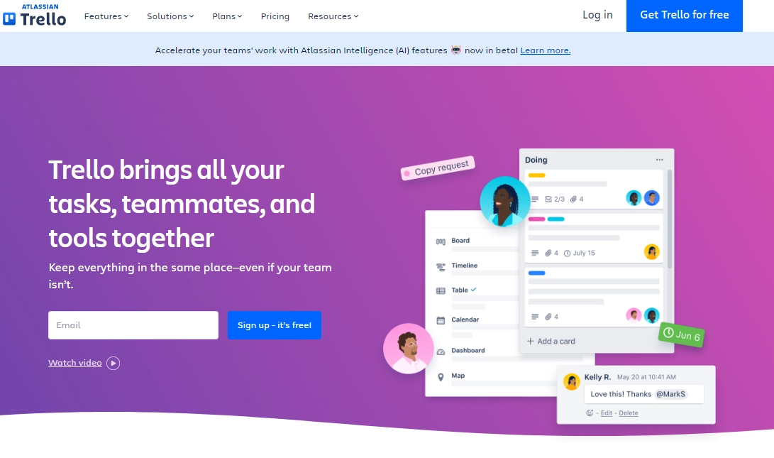 Screenshot of Trello