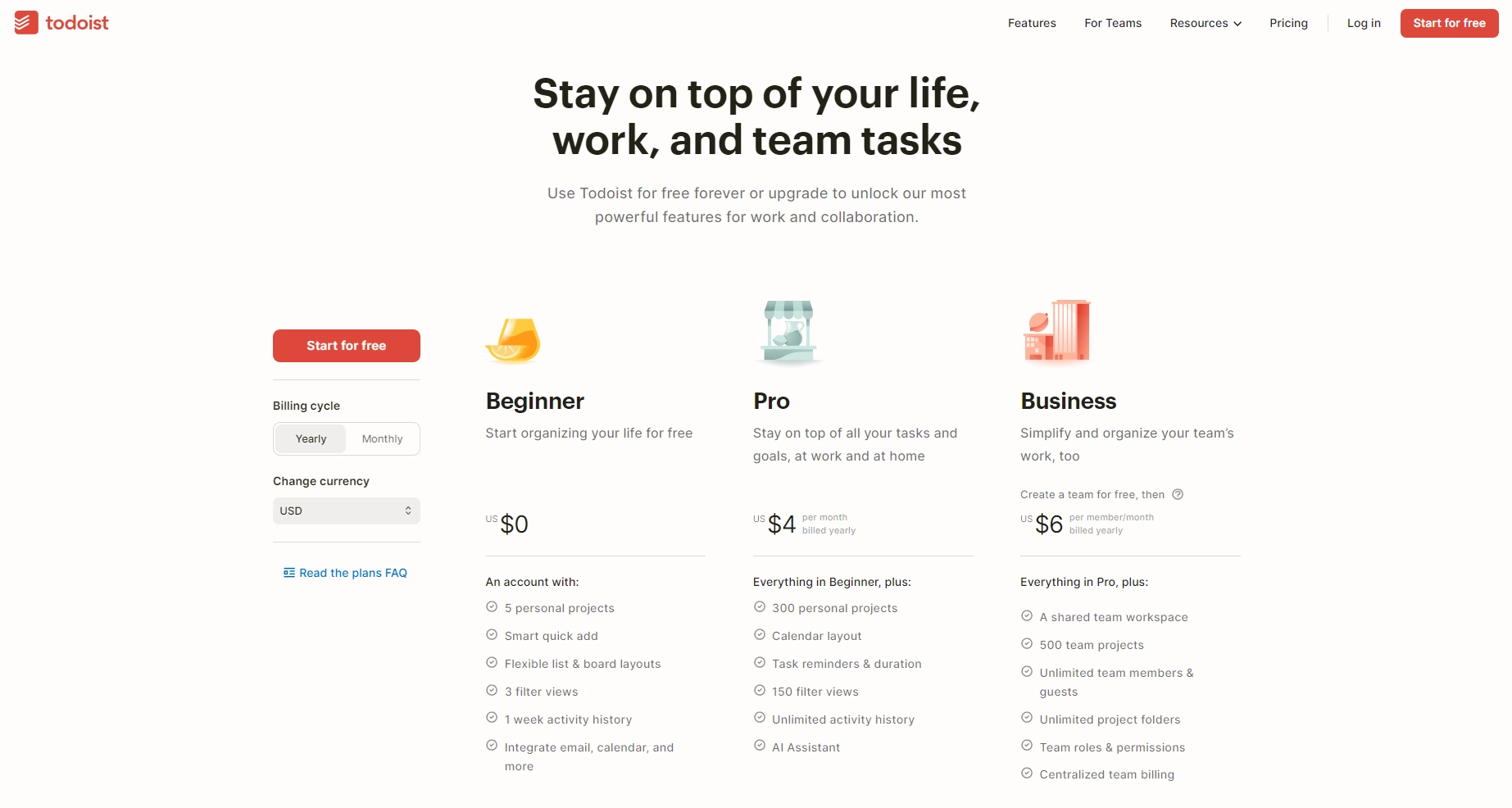 Screenshot of Todoist