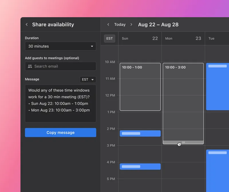 Motion shared calendar interface