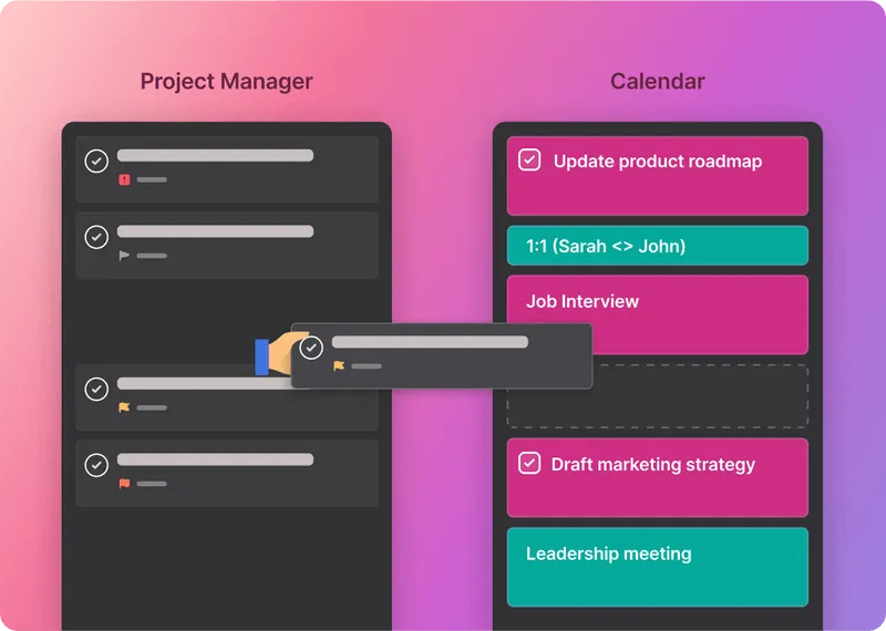 Someone moving a task from one calendar to another in Motion