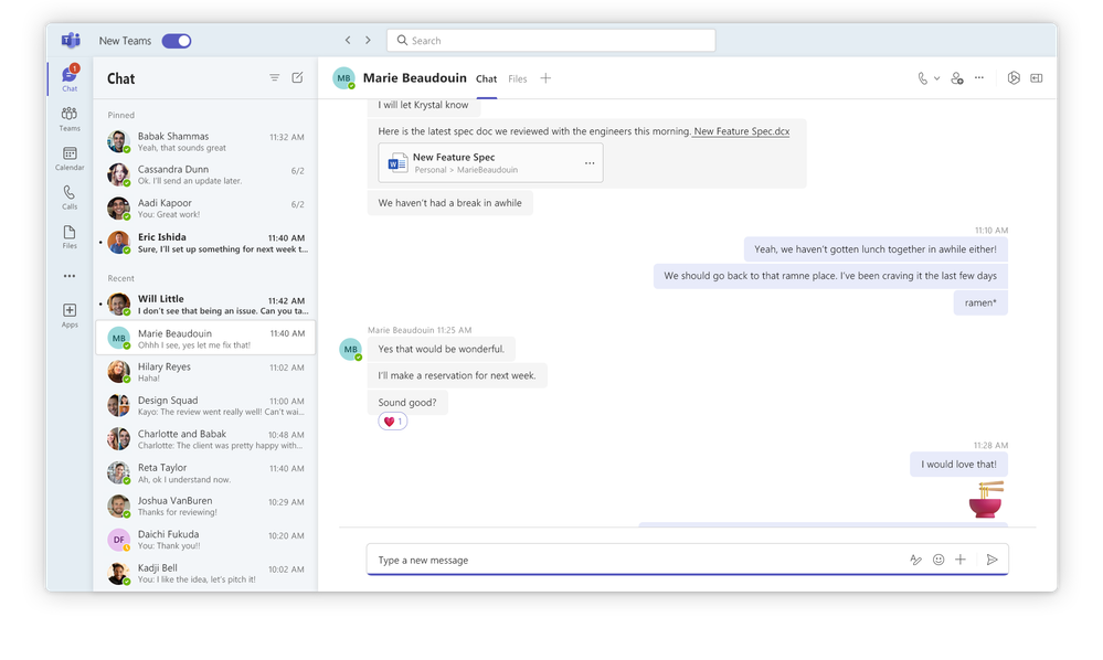 Screenshot from Microsoft Teams interface