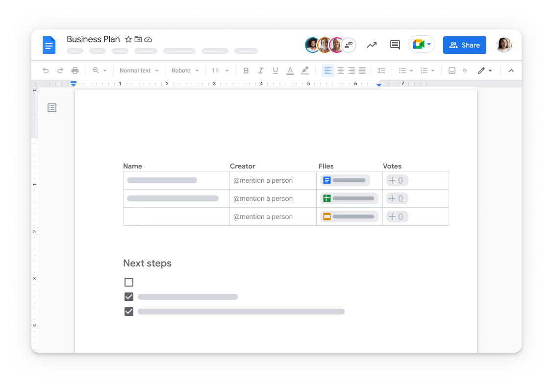 Screenshot from Google Docs