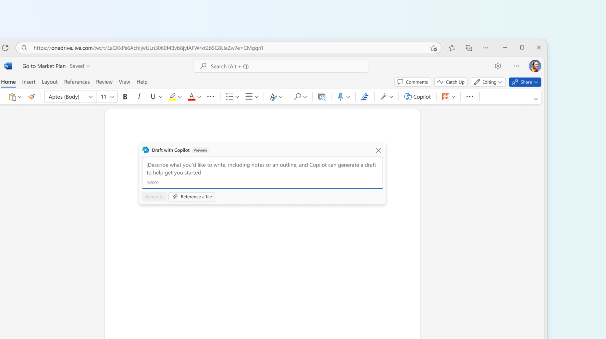 Screenshot from Microsoft Word Online