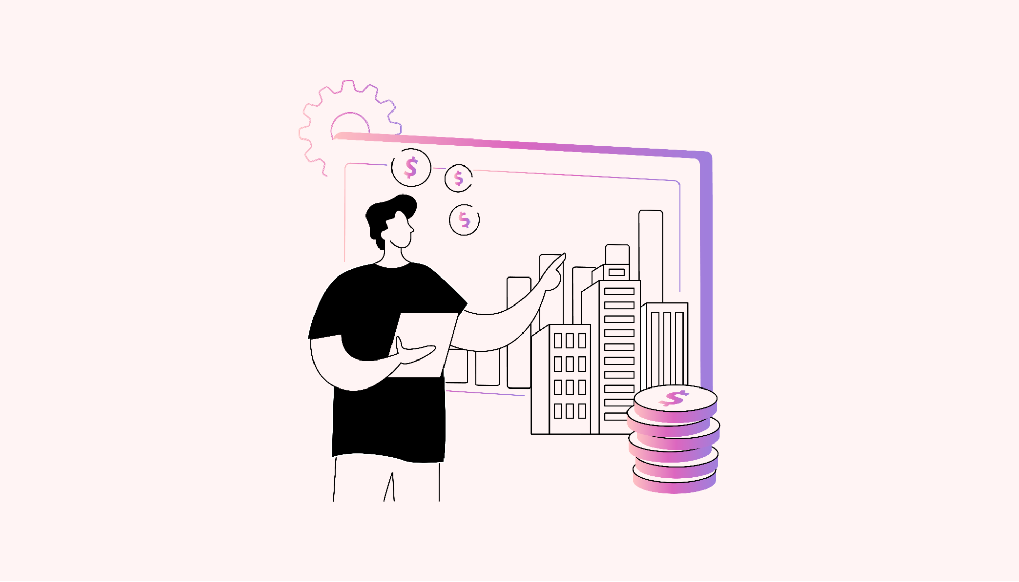 A person reviewing illustrations of the benefits of program management