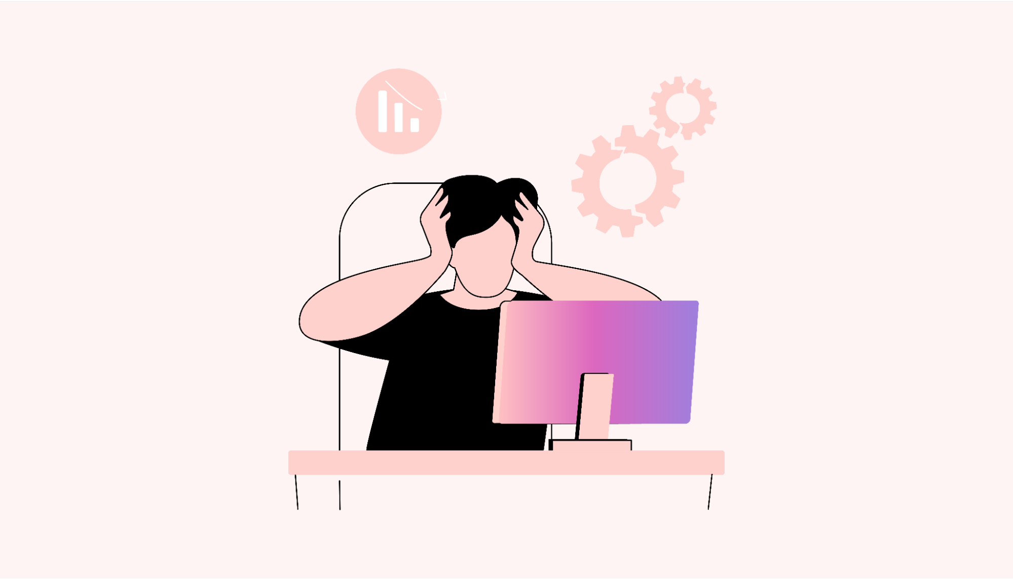 Stressed program manager in front of computer