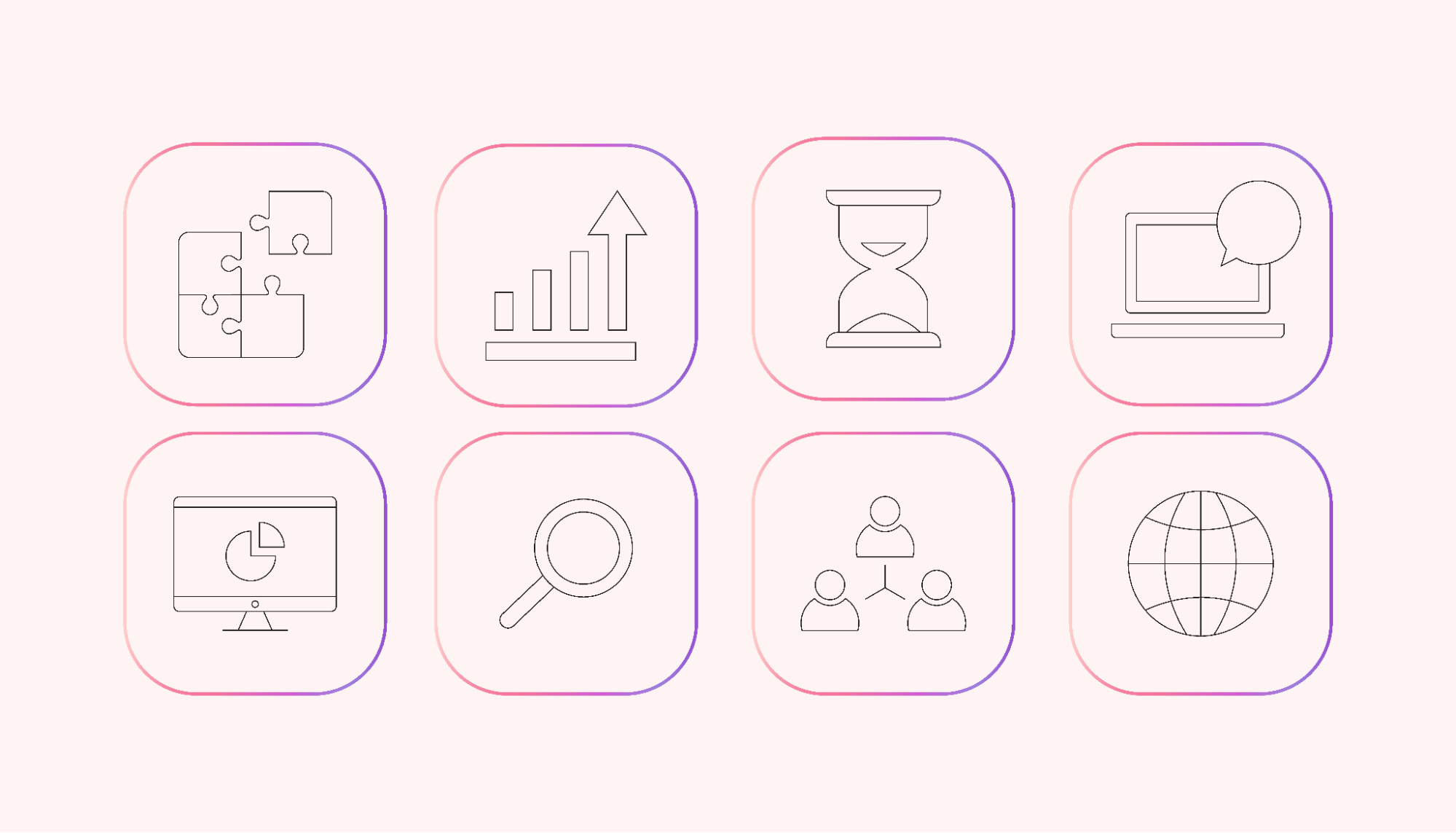 Eight icons symbolising the elements in a project charter