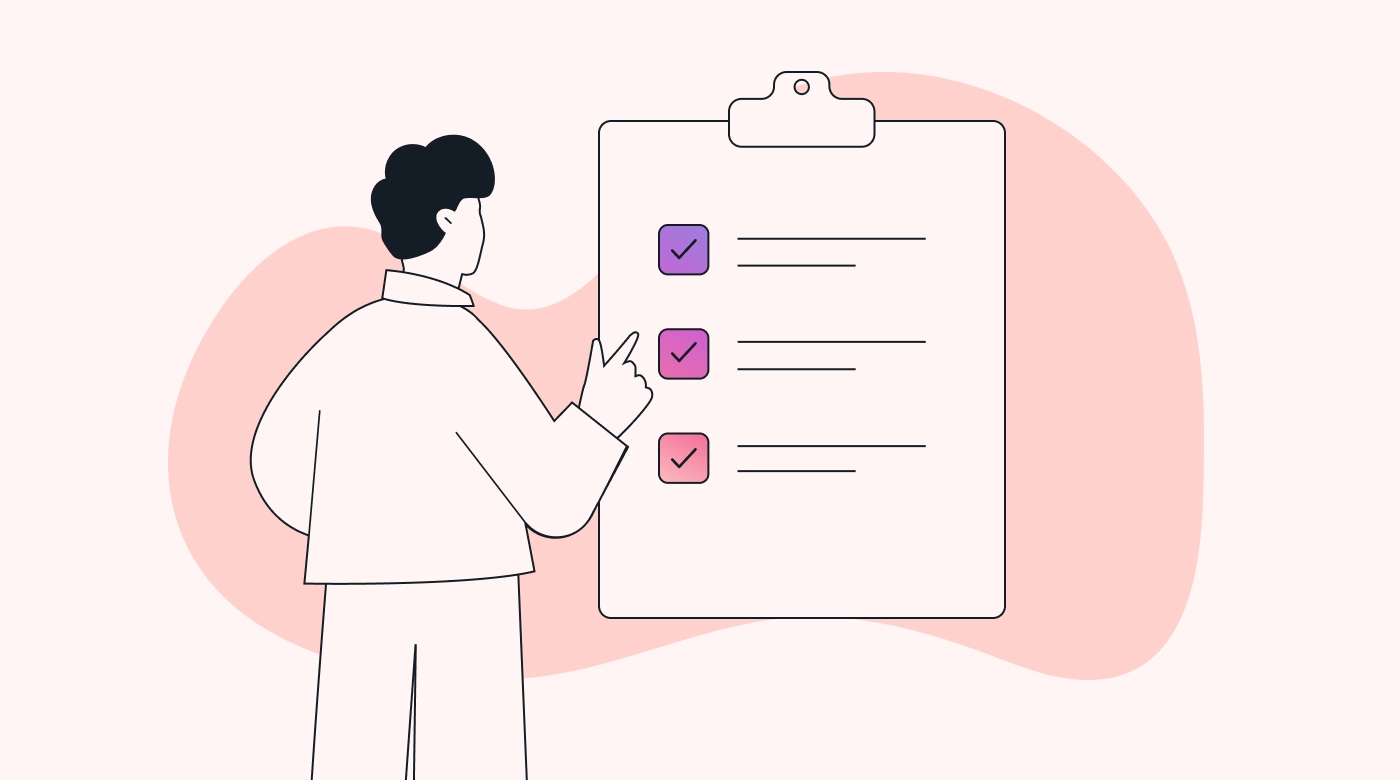 A person pointing at a checklist