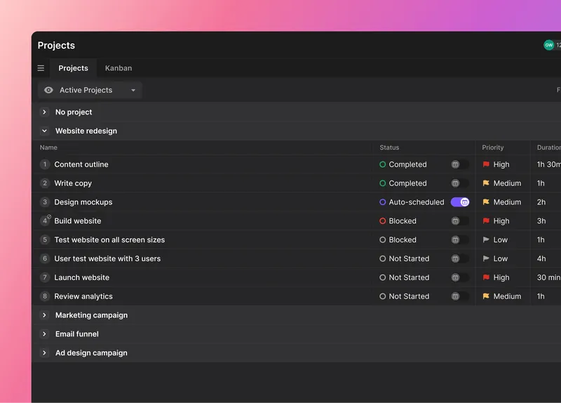 List view interface in Motion