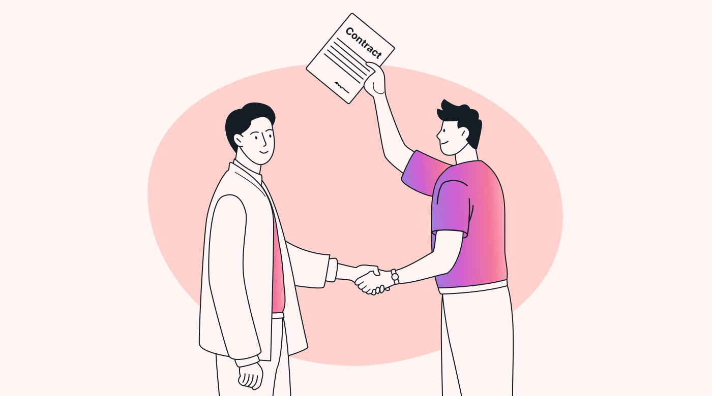 Project manager and contractor shaking hands after signing a contract