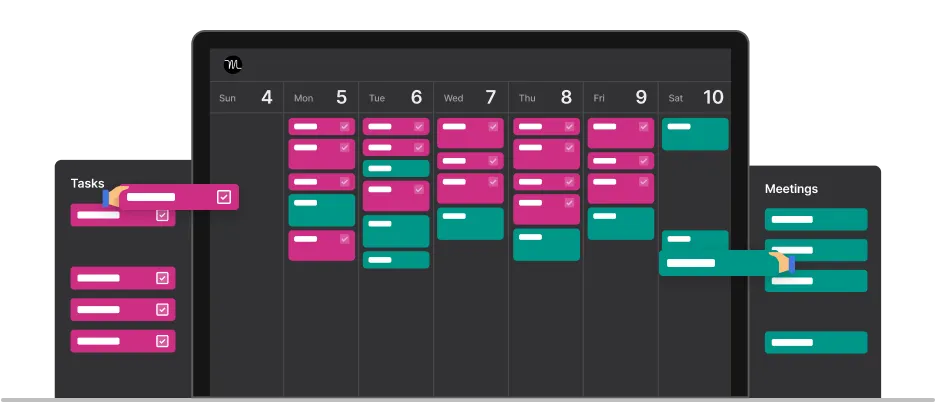 Motion Calendar on desktop and mobile app