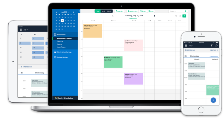 Screenshot of Acuity Scheduling software interface