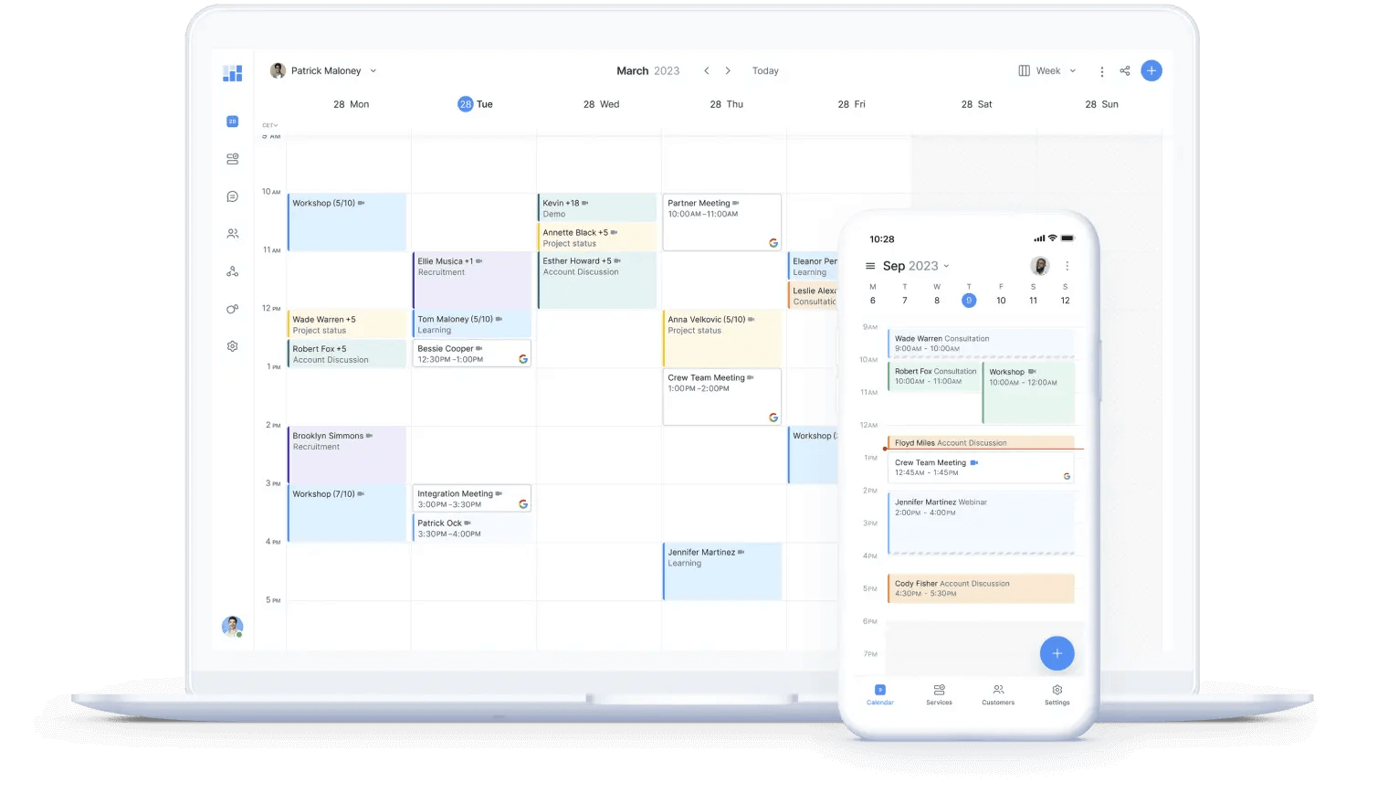 Screenshot of Setmore software interface