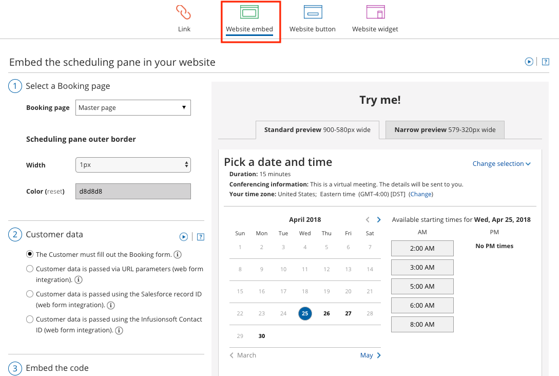Screenshot of OnceHub software interface