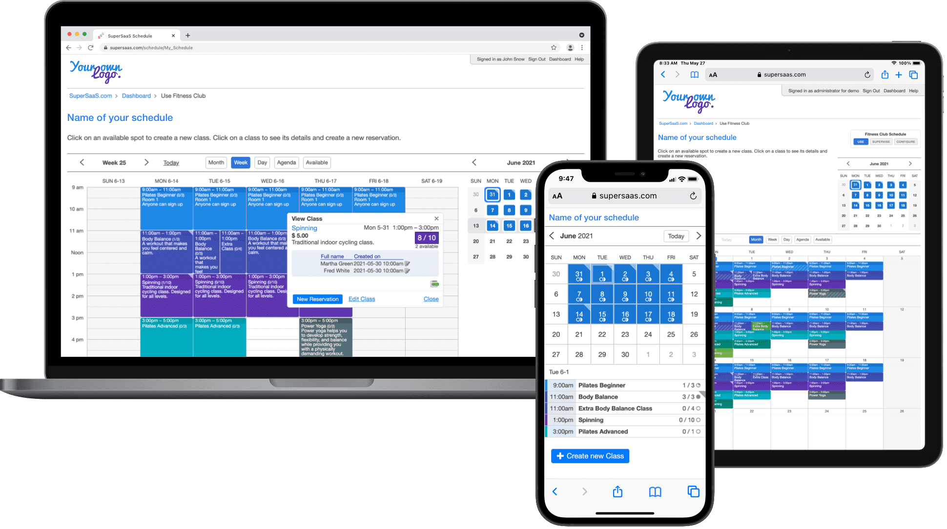Screenshot of SuperSaaS software interface
