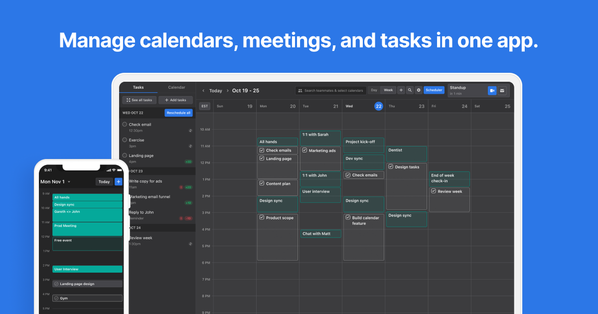 Mockup of Motion Calendar interface