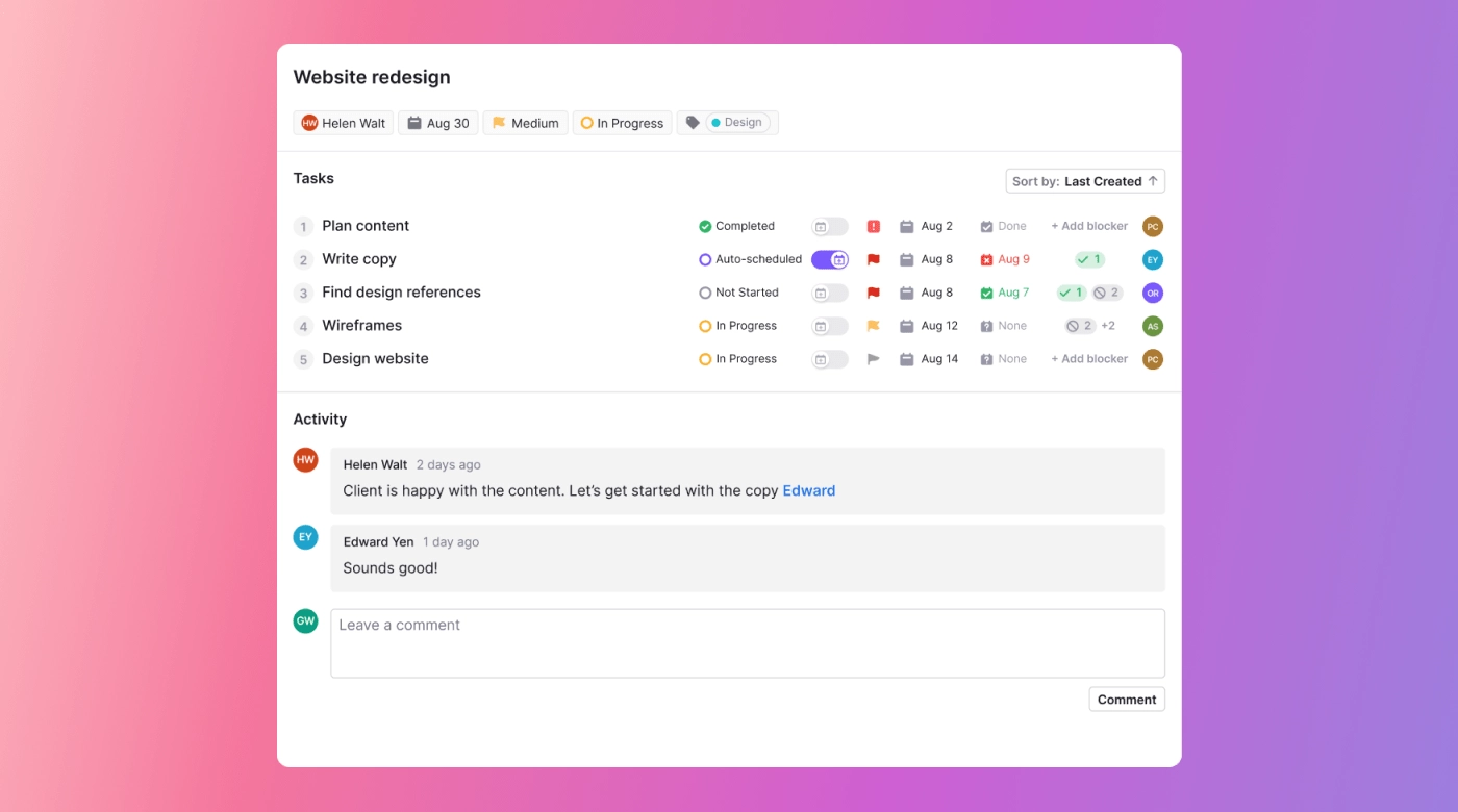 Motion project manager feature