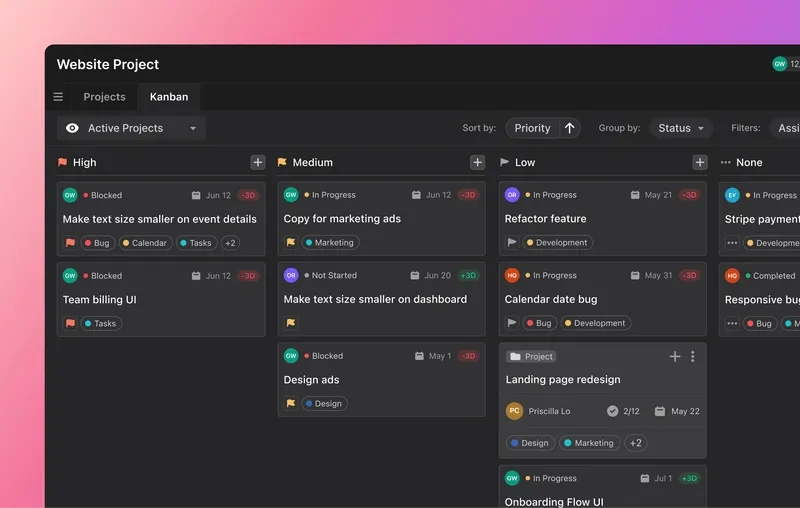 Image of a Kanban board in action