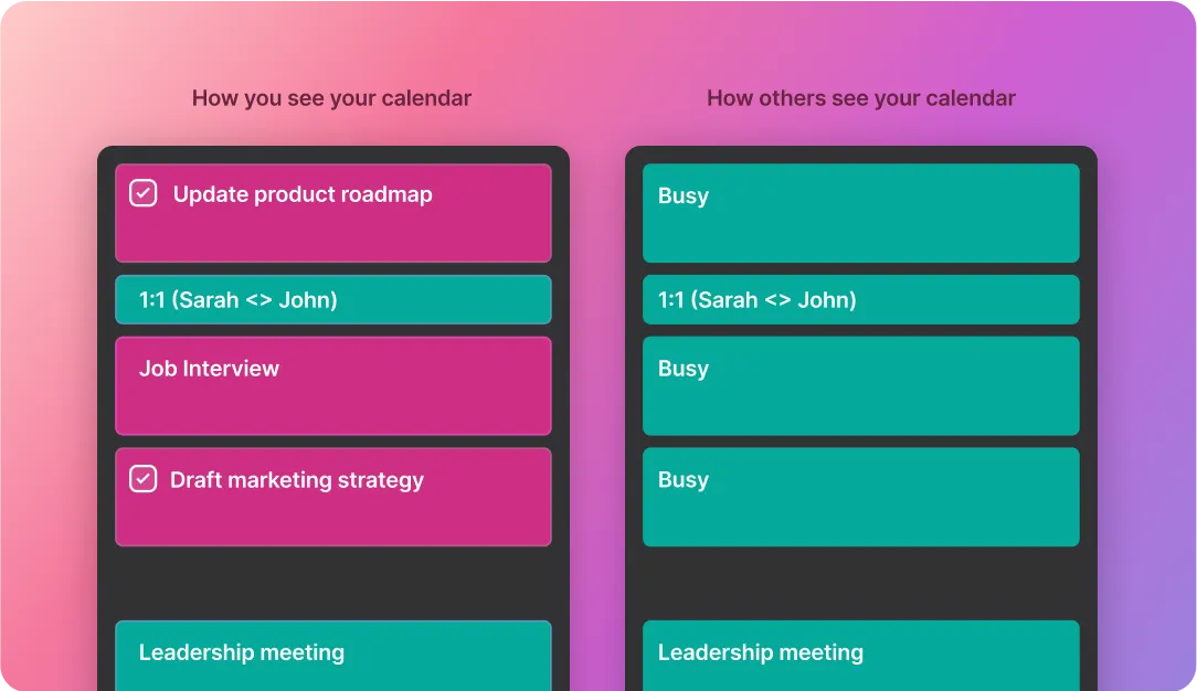 Compare private and public calendar view