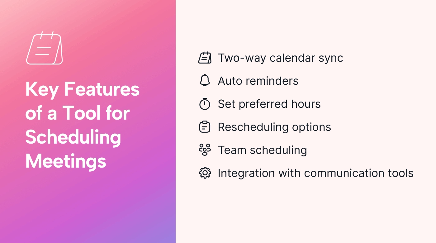 List of key features of scheduling tools