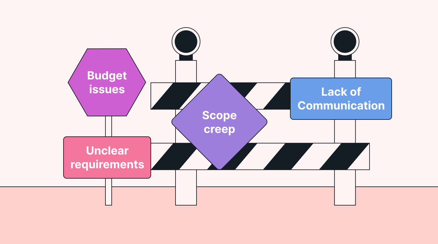 A roadblock depicting issues that cause tasks to be delayed
