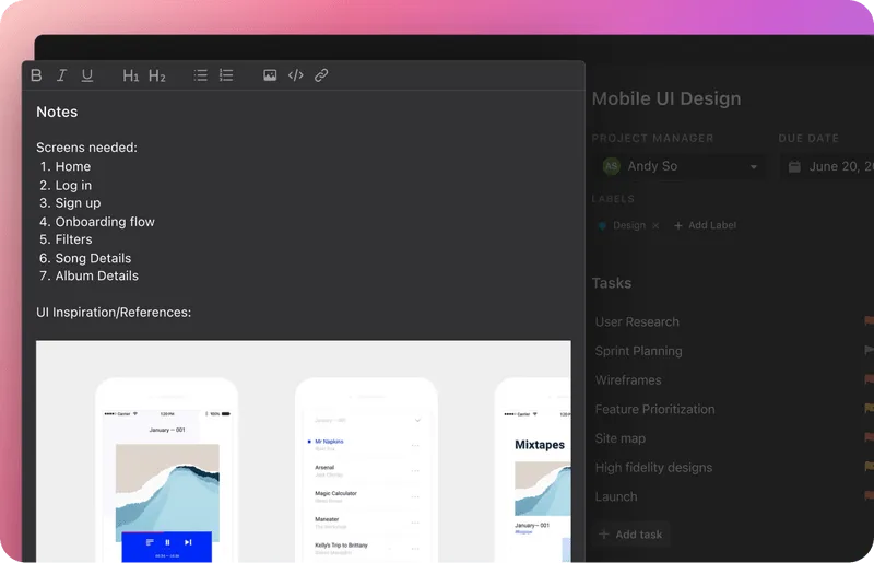 User making notes in Motion