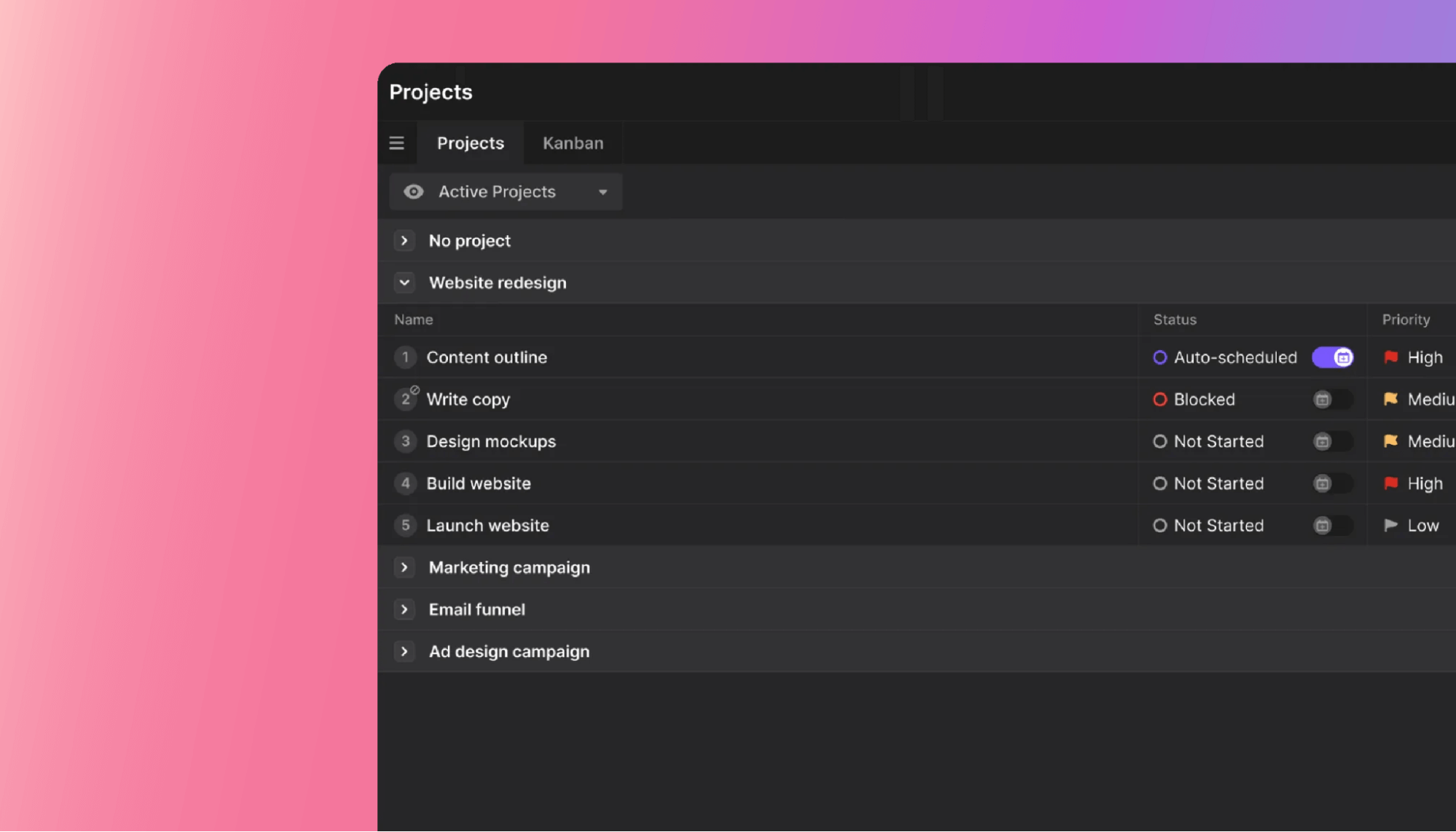 Screenshot of Motion Project Manager