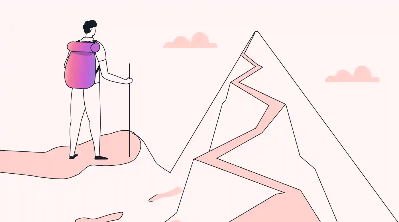 A person climbing a hill