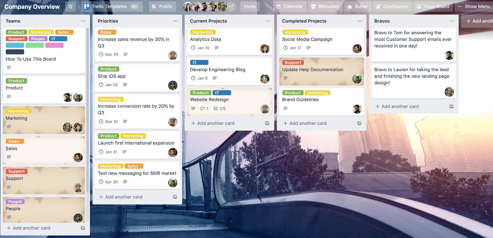 Screenshot of a Trello board or online kanban