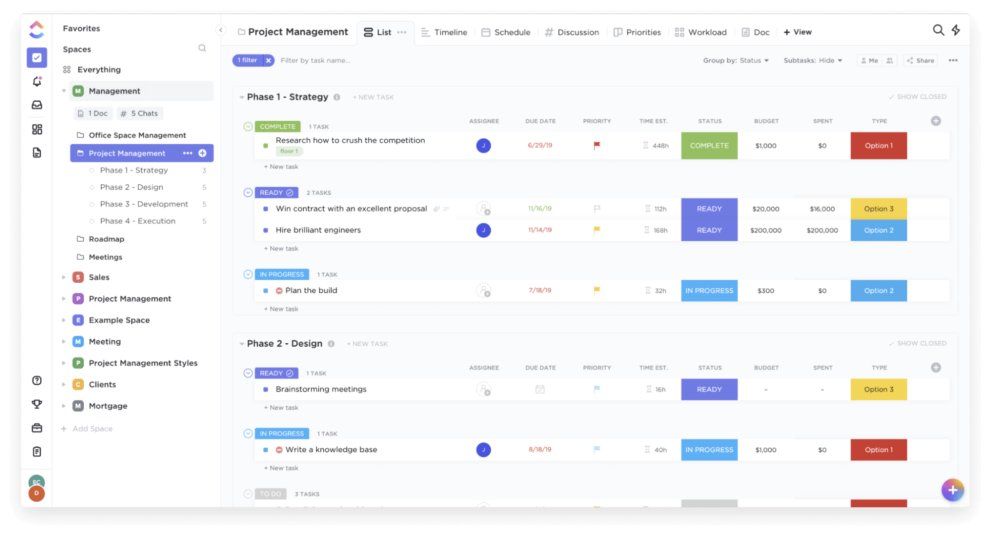 Screenshot of ClickUp