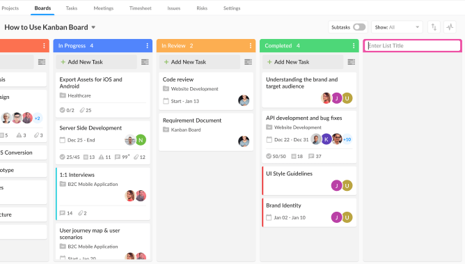 A screenshot of nTask