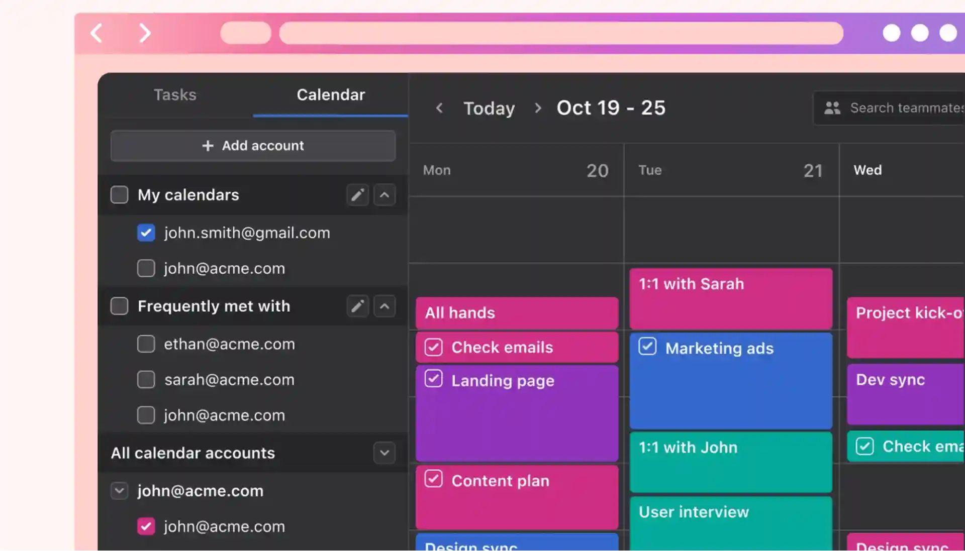 Motion calendar feature
