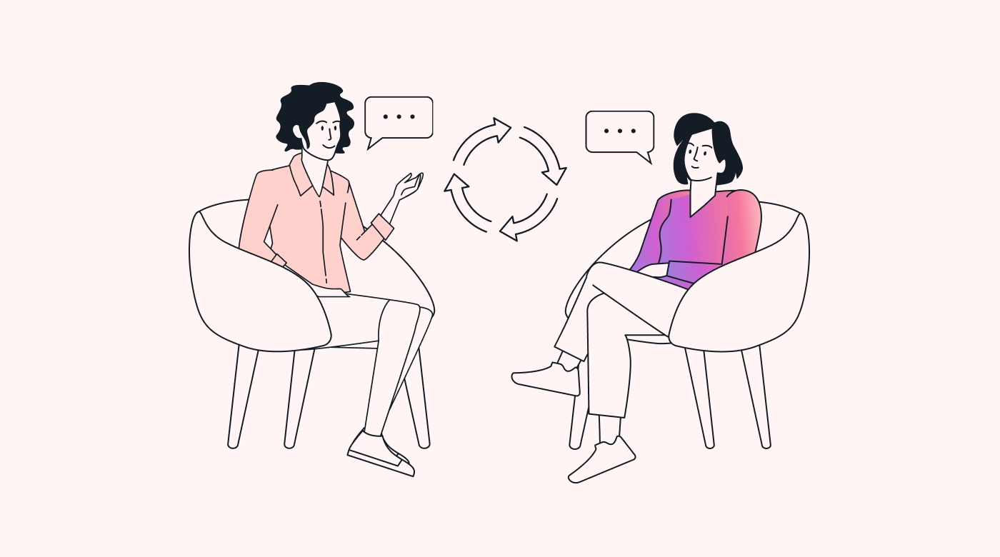 Team players using feedback together