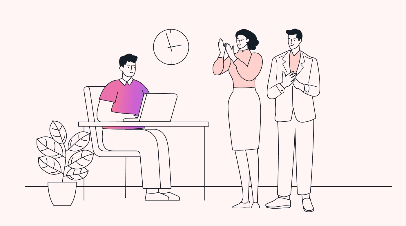 Employees supporting each other