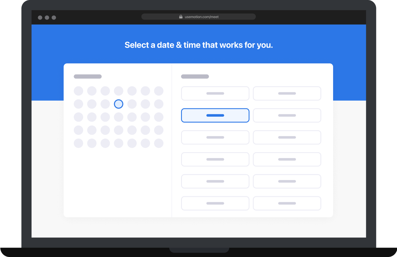 Motion booking link page